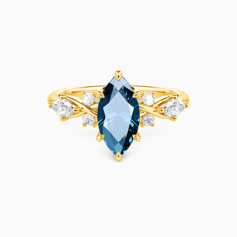 "Fated Intersection" Marquise Cut Side Stone Engagement Ring