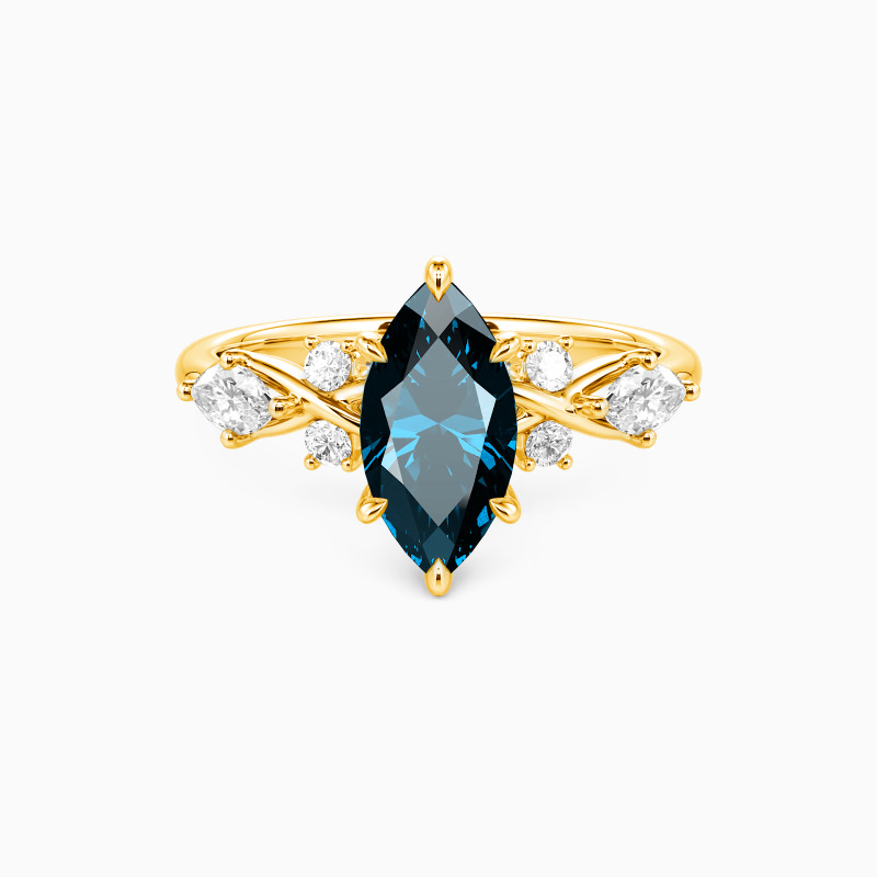 "Fated Intersection" Marquise Cut Side Stone Engagement Ring