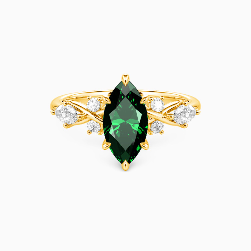 "Fated Intersection" Marquise Cut Side Stone Engagement Ring