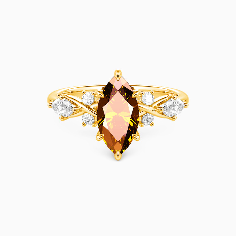 "Fated Intersection" Marquise Cut Side Stone Engagement Ring