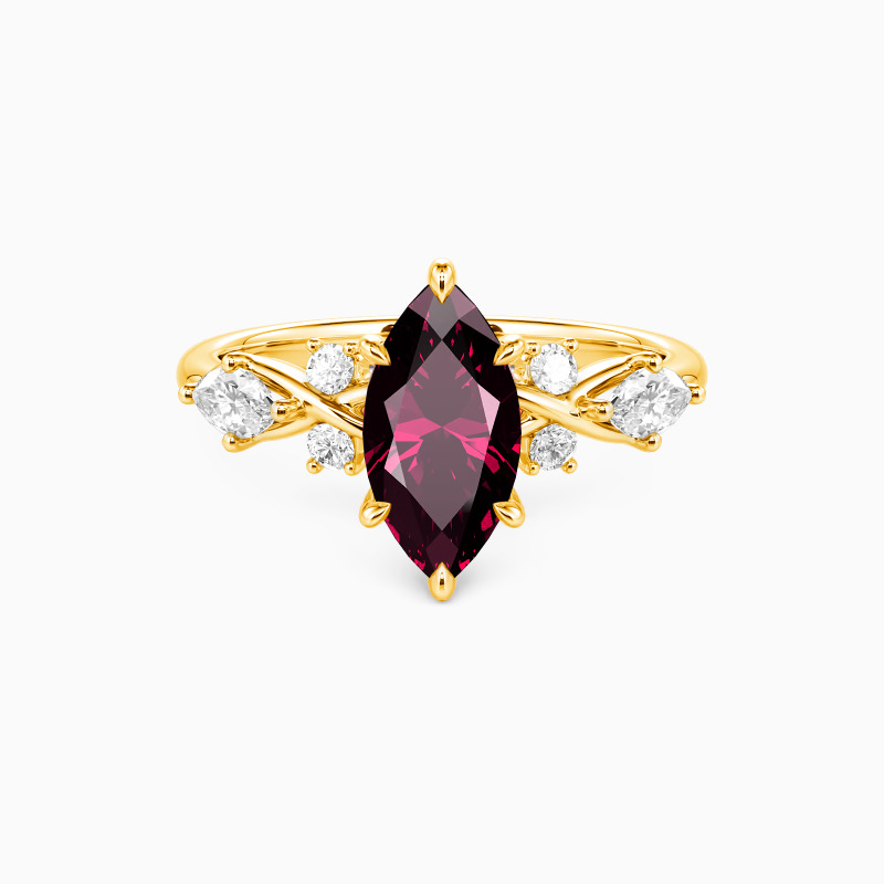 "Fated Intersection" Marquise Cut Side Stone Engagement Ring