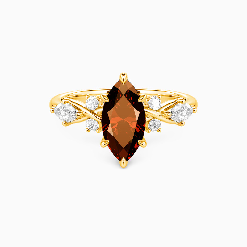 "Fated Intersection" Marquise Cut Side Stone Engagement Ring