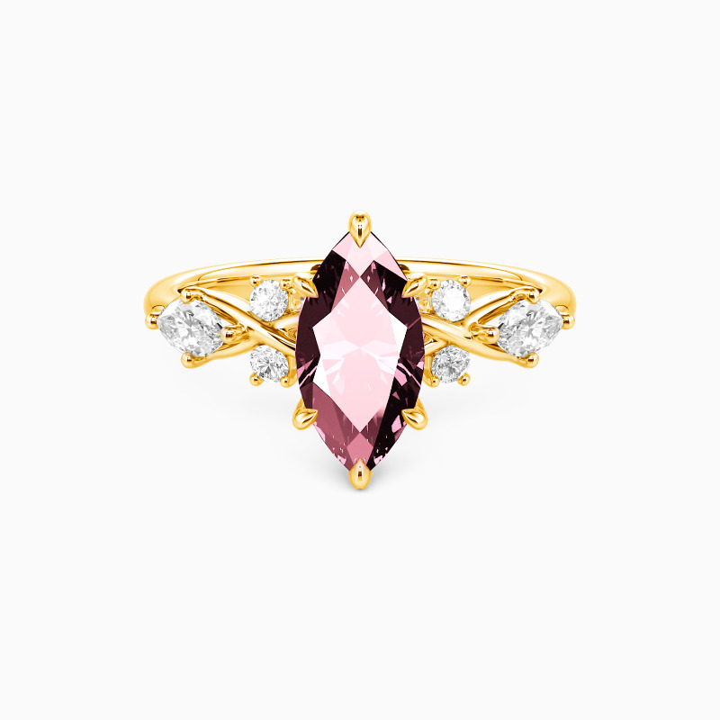 "Fated Intersection" Marquise Cut Side Stone Engagement Ring