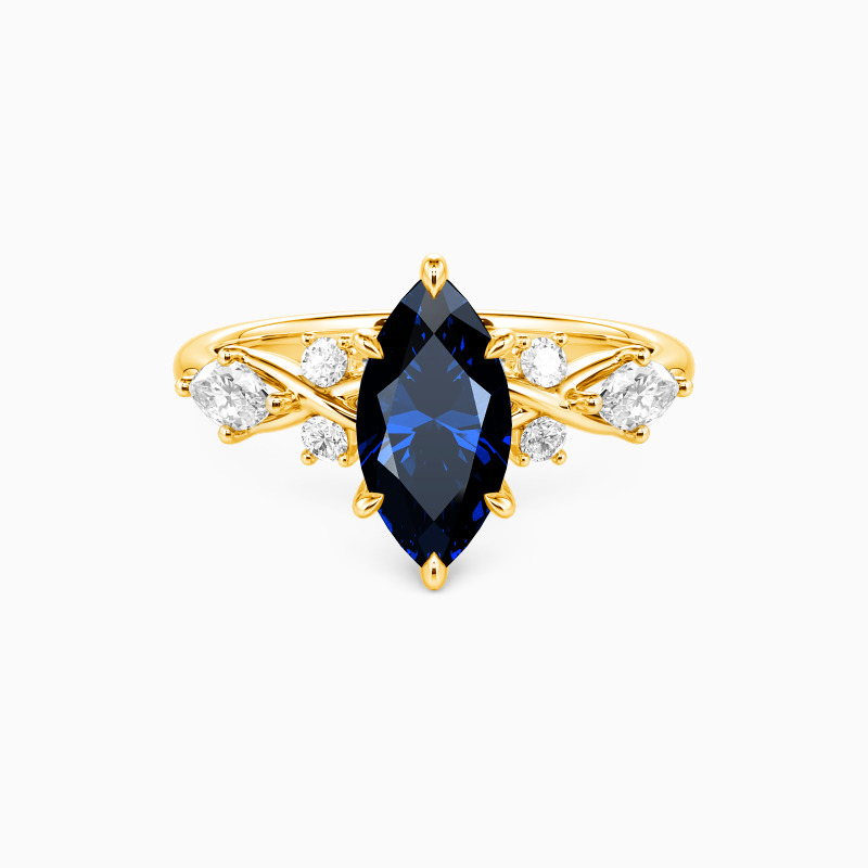 "Fated Intersection" Marquise Cut Side Stone Engagement Ring