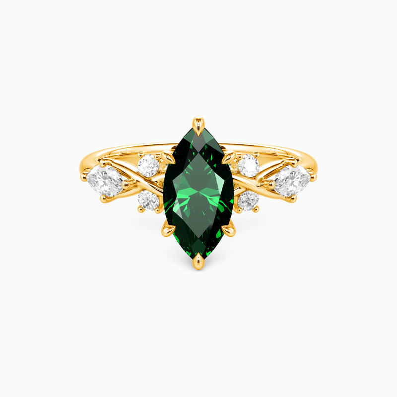 "Fated Intersection" Marquise Cut Side Stone Engagement Ring