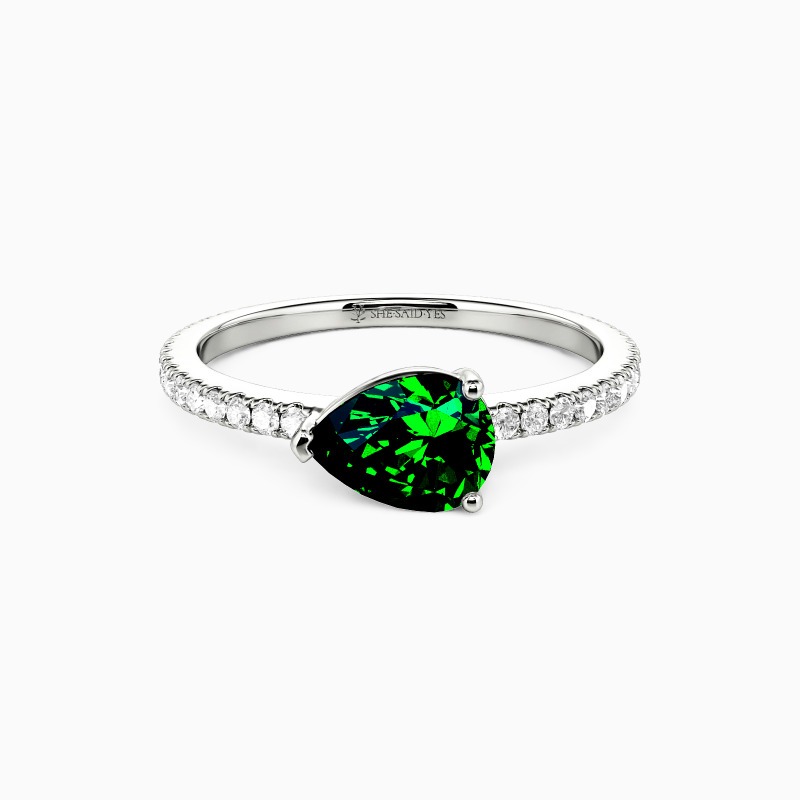 "Serendipity" Pear Cut Side Stone Engagement Ring