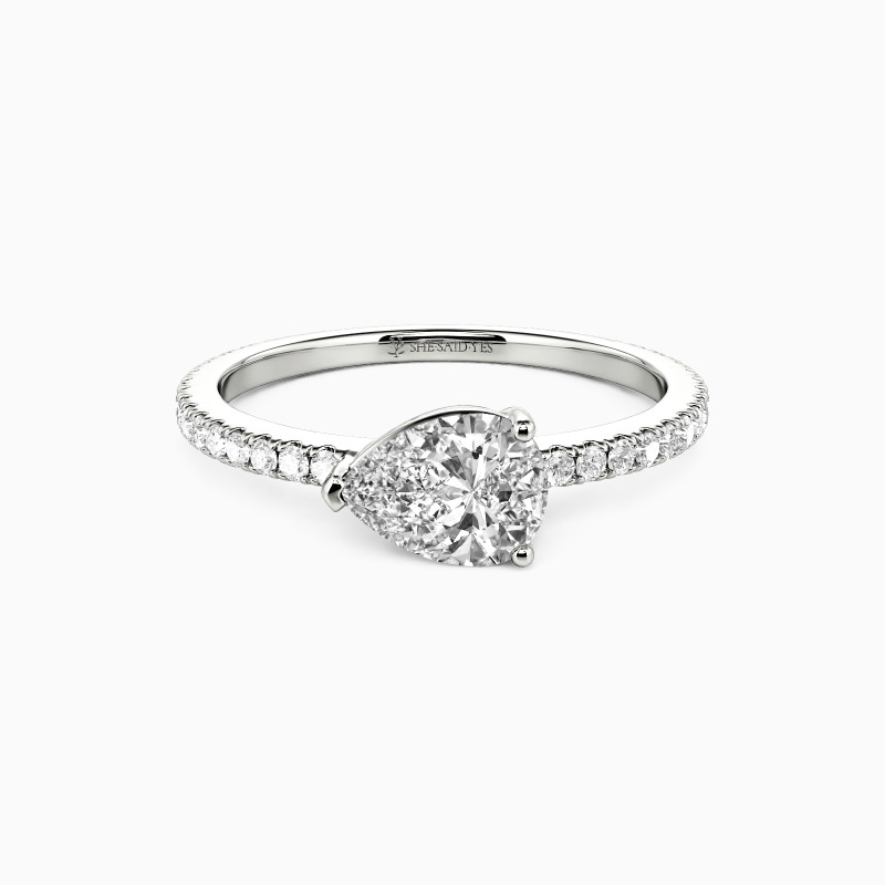 "Serendipity" Pear Cut Side Stone Engagement Ring