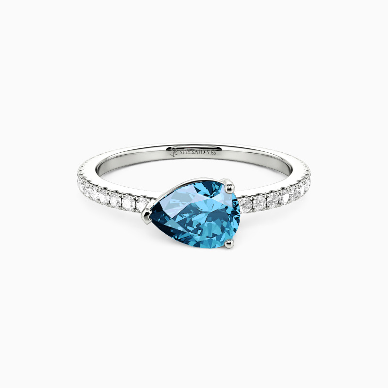 "Serendipity" Pear Cut Side Stone Engagement Ring