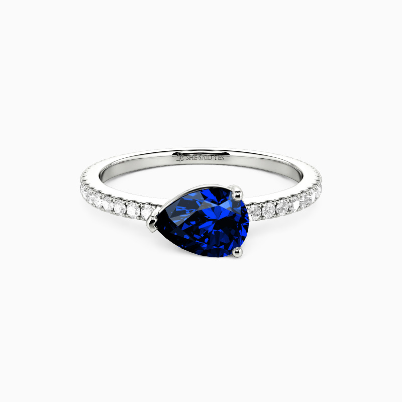"Serendipity" Pear Cut Side Stone Engagement Ring