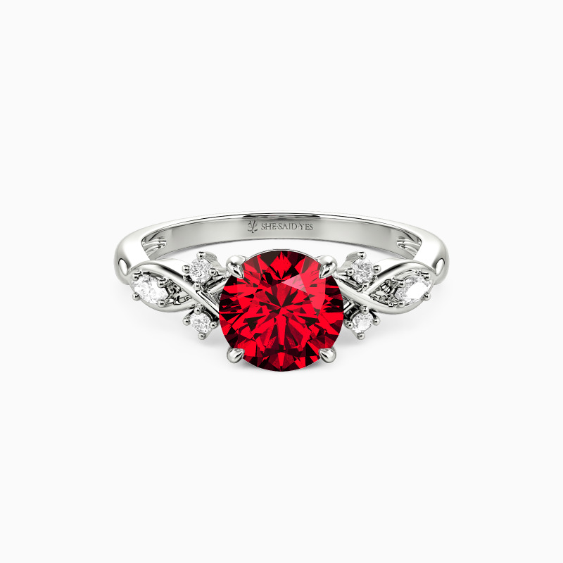"Where Eternity Begins" Round Cut Side Stone Engagement Ring