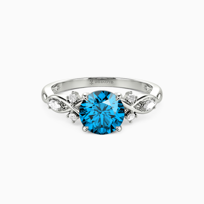 "Where Eternity Begins" Round Cut Side Stone Engagement Ring