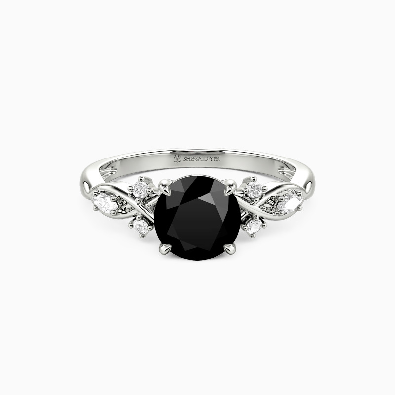 "Where Eternity Begins" Round Cut Side Stone Engagement Ring