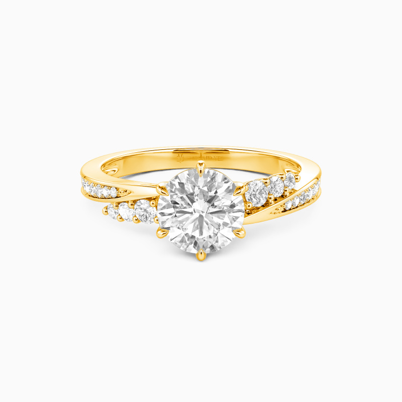 "The More I Love" Round Cut Side Stone Engagement Ring