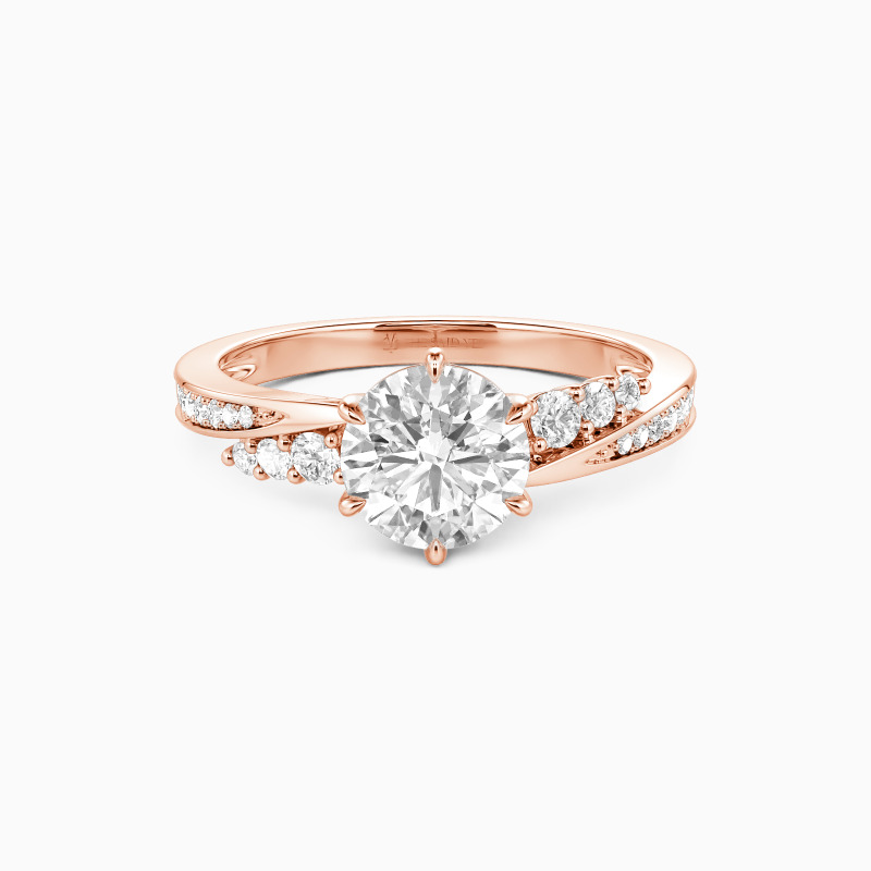 "The More I Love" Round Cut Side Stone Engagement Ring
