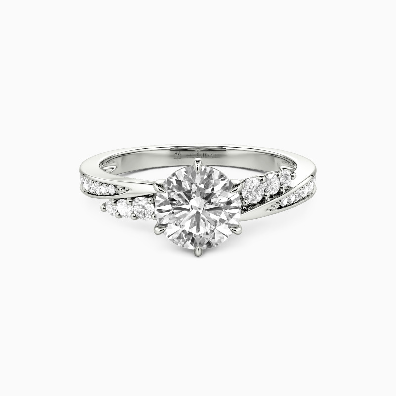 "The More I Love" Round Cut Side Stone Engagement Ring