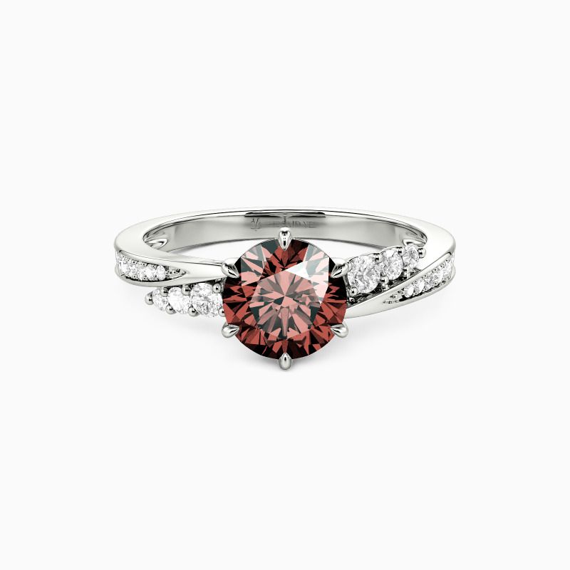 "The More I Love" Round Cut Side Stone Engagement Ring