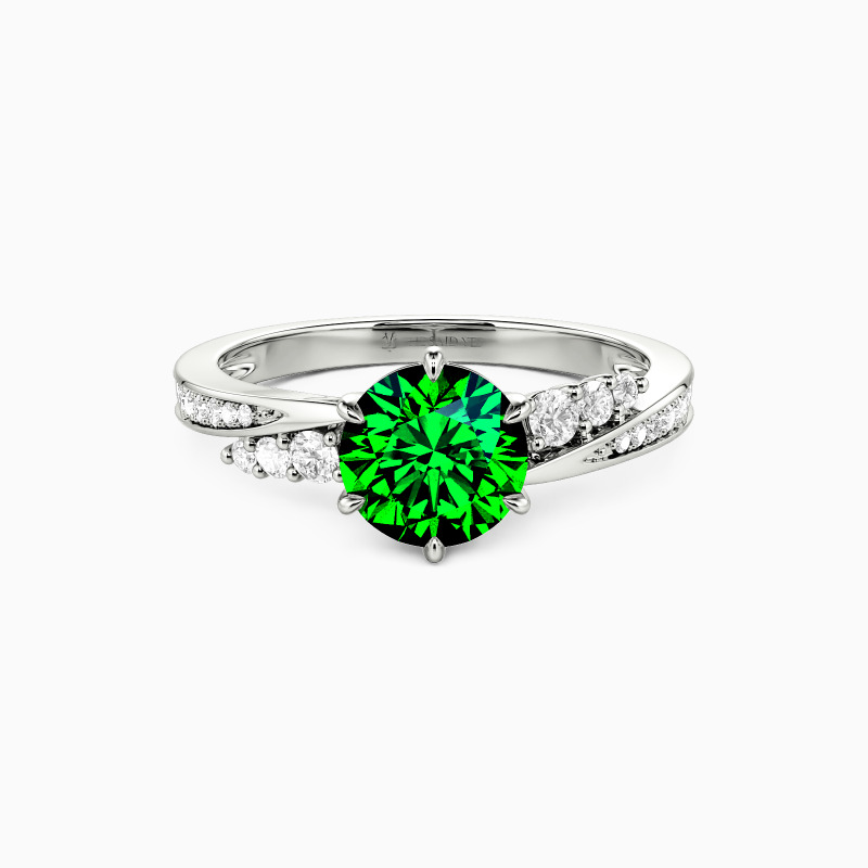 "The More I Love" Round Cut Side Stone Engagement Ring