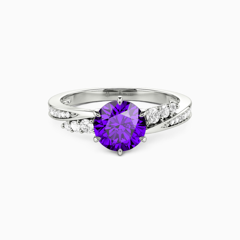 "The More I Love" Round Cut Side Stone Engagement Ring
