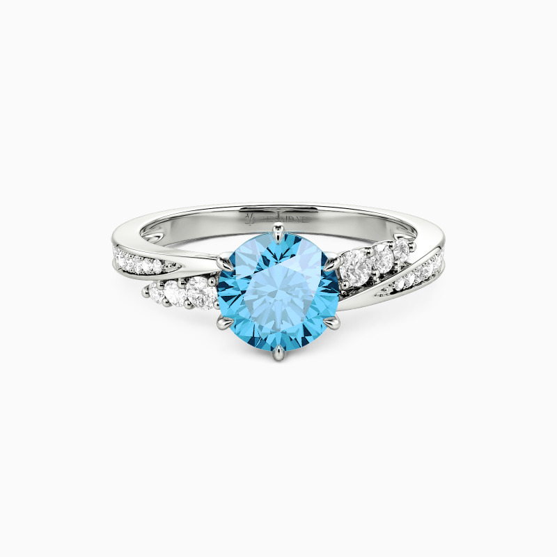 "The More I Love" Round Cut Side Stone Engagement Ring
