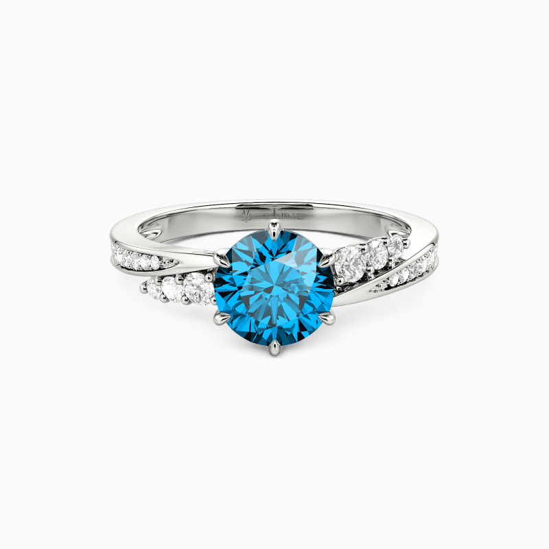 "The More I Love" Round Cut Side Stone Engagement Ring