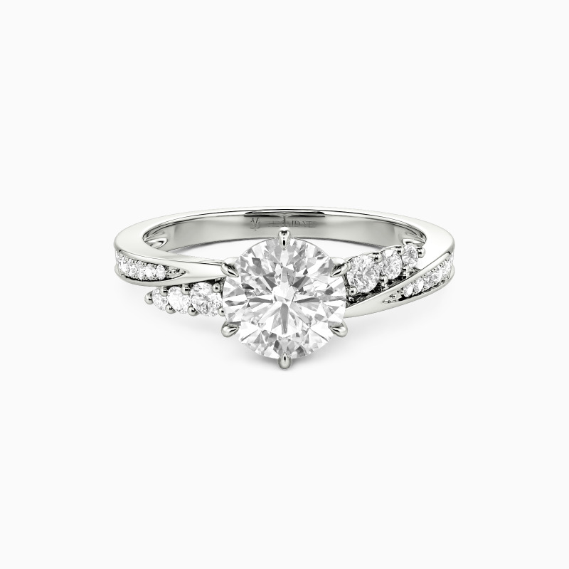 "The More I Love" Round Cut Side Stone Engagement Ring