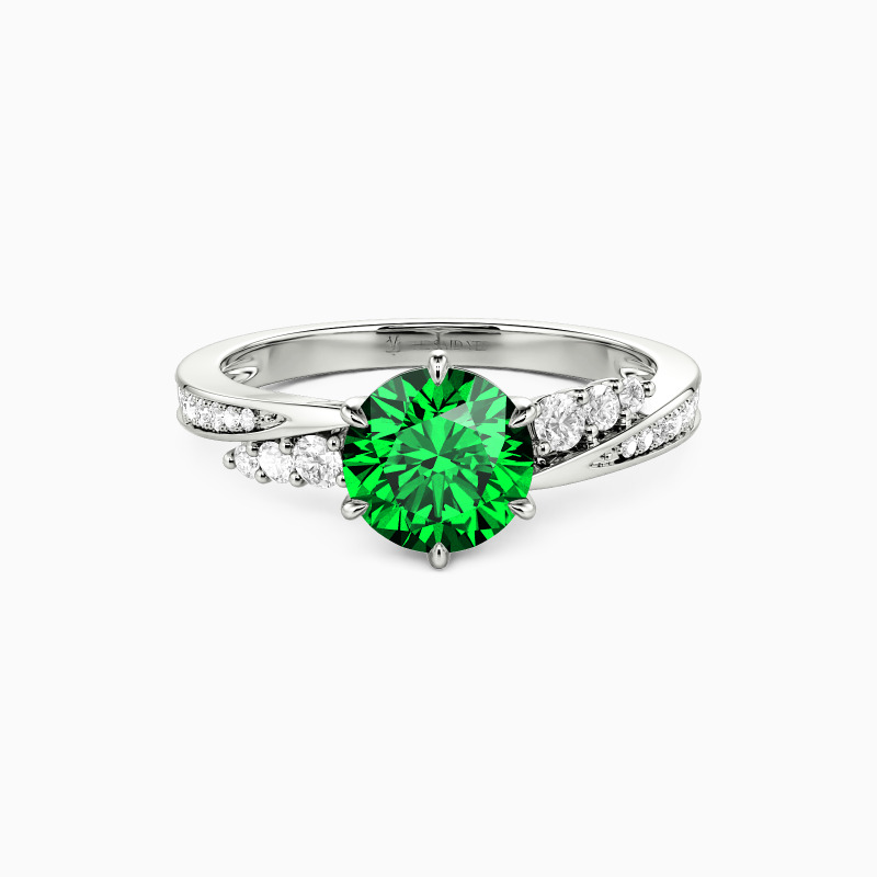 "The More I Love" Round Cut Side Stone Engagement Ring