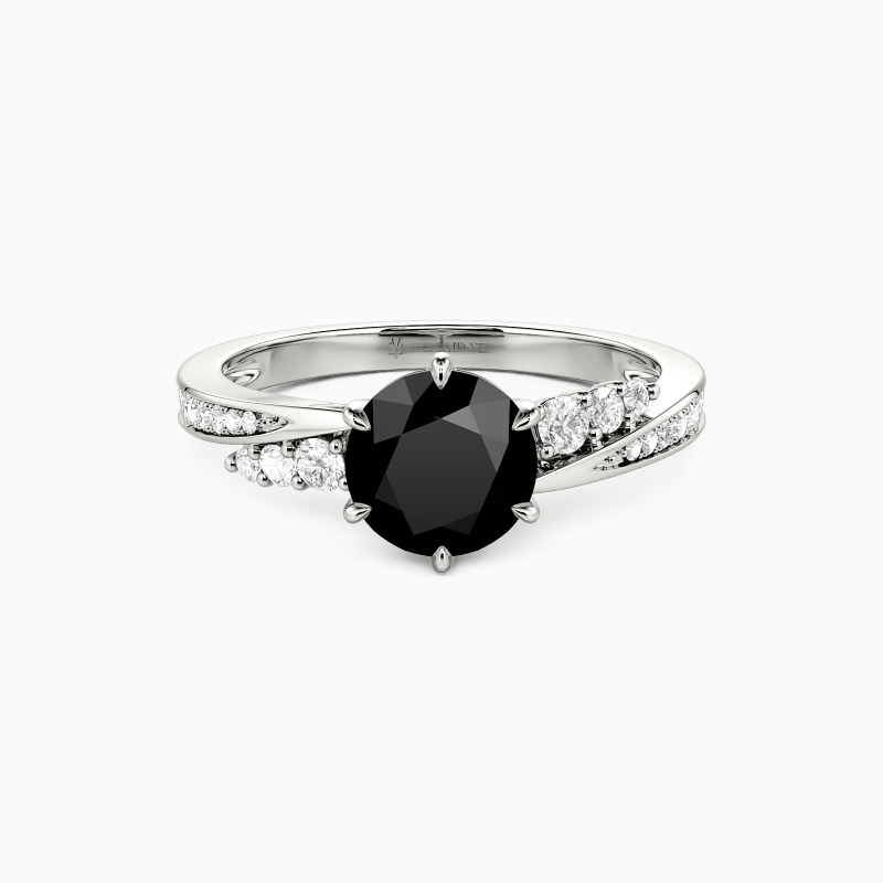 "The More I Love" Round Cut Side Stone Engagement Ring