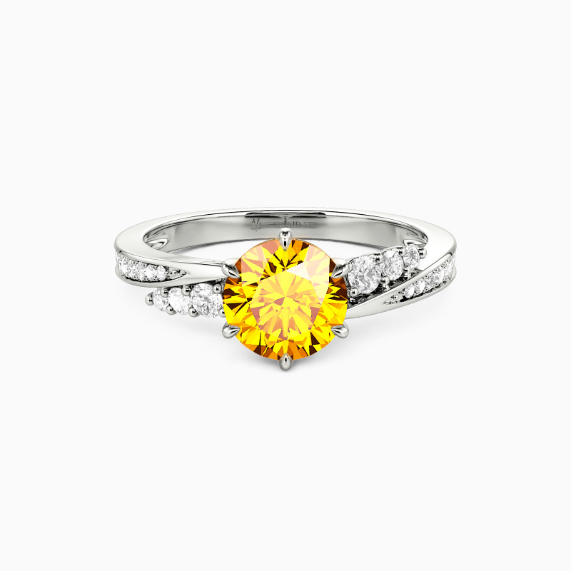 "The More I Love" Round Cut Side Stone Engagement Ring