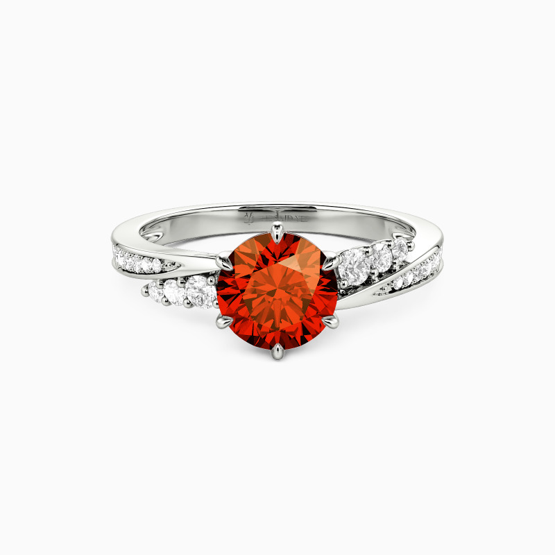 "The More I Love" Round Cut Side Stone Engagement Ring
