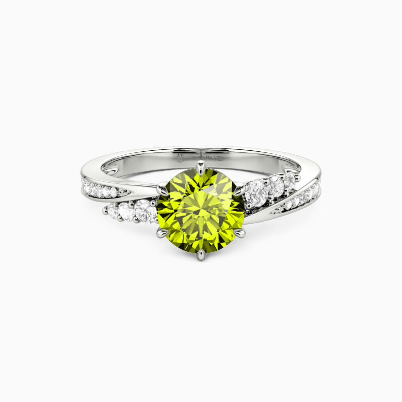 "The More I Love" Round Cut Side Stone Engagement Ring