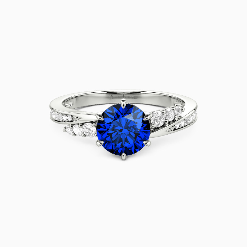 "The More I Love" Round Cut Side Stone Engagement Ring
