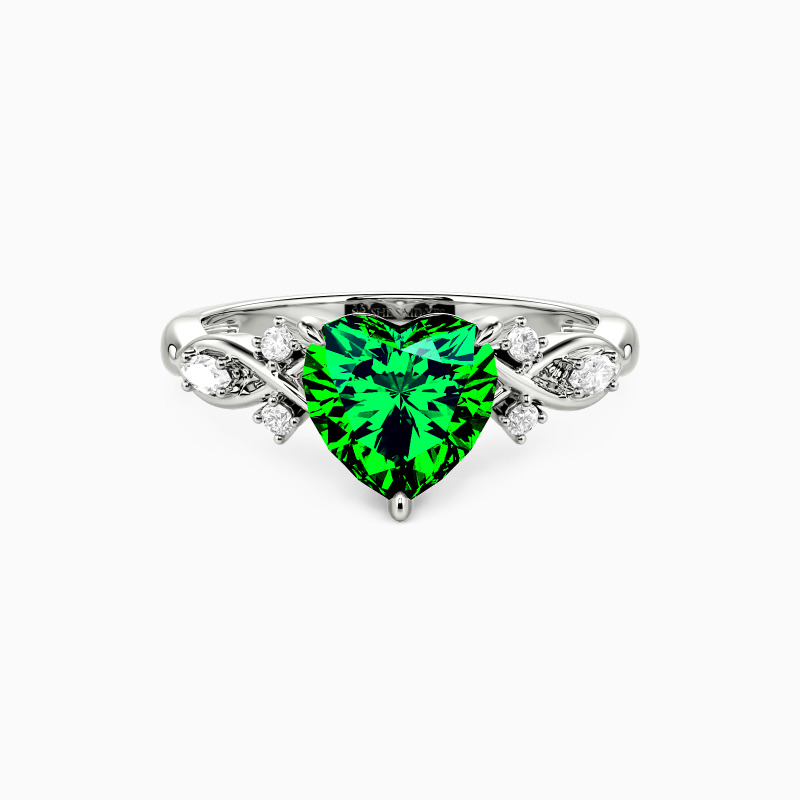 "Forever Begins with You" Heart Cut Side Stone Engagement Ring