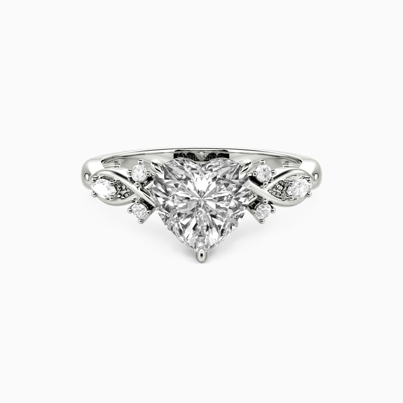 "Forever Begins with You" Heart Cut Side Stone Engagement Ring