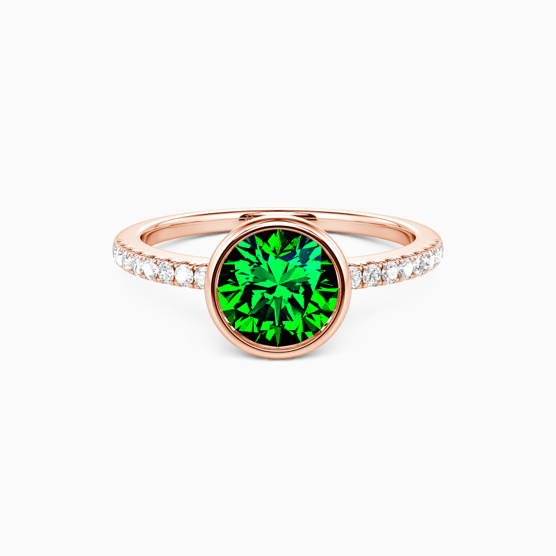 "Holding Your Heart" Round Cut Side Stone Engagement Ring