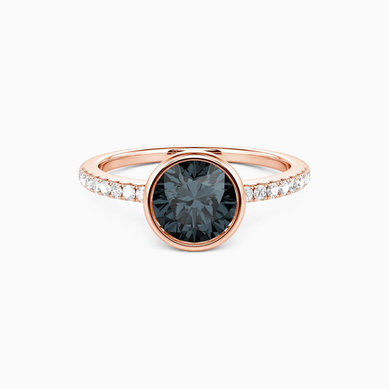 "Holding Your Heart" Round Cut Side Stone Engagement Ring
