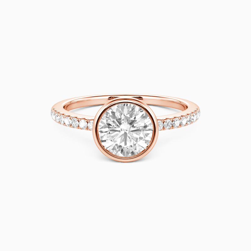 "Holding Your Heart" Round Cut Side Stone Engagement Ring