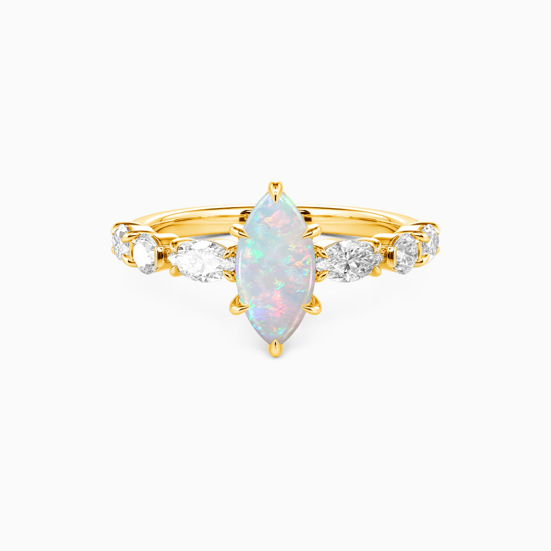 "The Vow That Finds You" Marquise Cut Opal Side Stone Engagement Ring