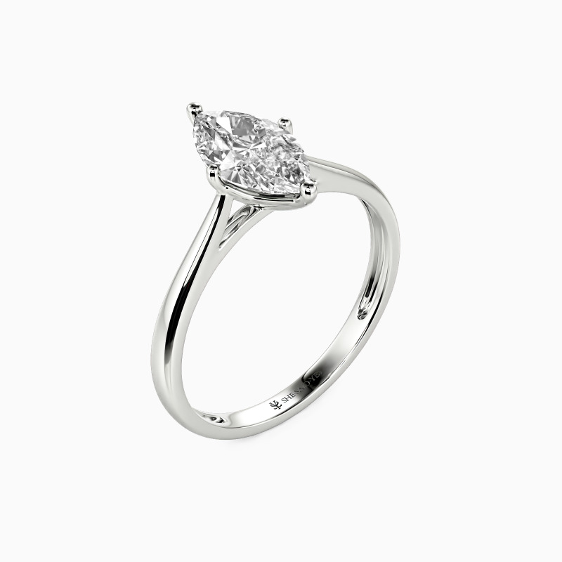 " I Promise To Be With You Forever" Marquise Cut Solitaire Engagement Ring