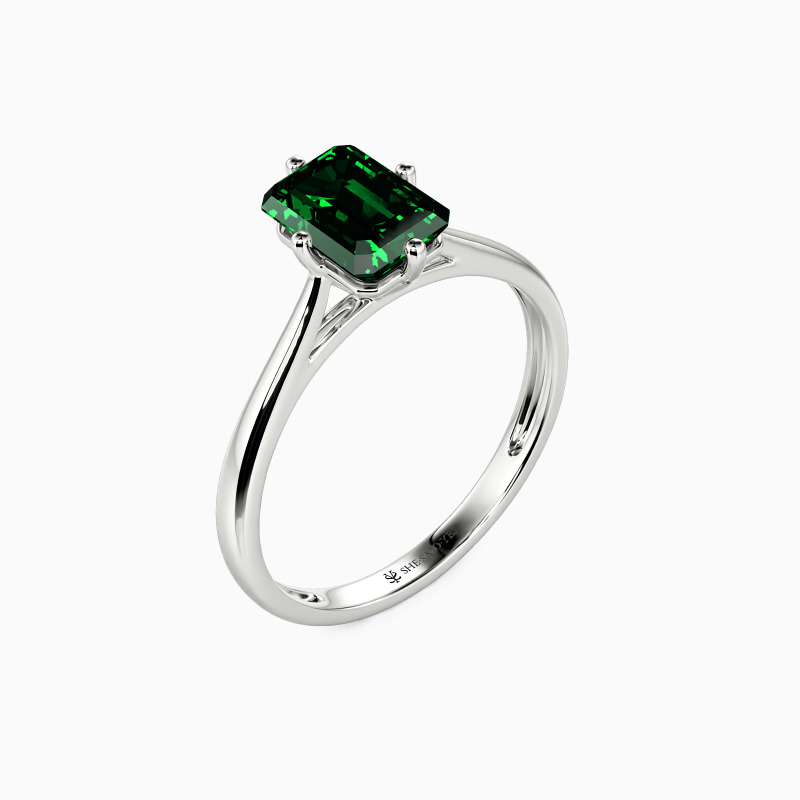 " I Promise To Be With You Forever" Emerald Cut Solitaire Engagement Ring