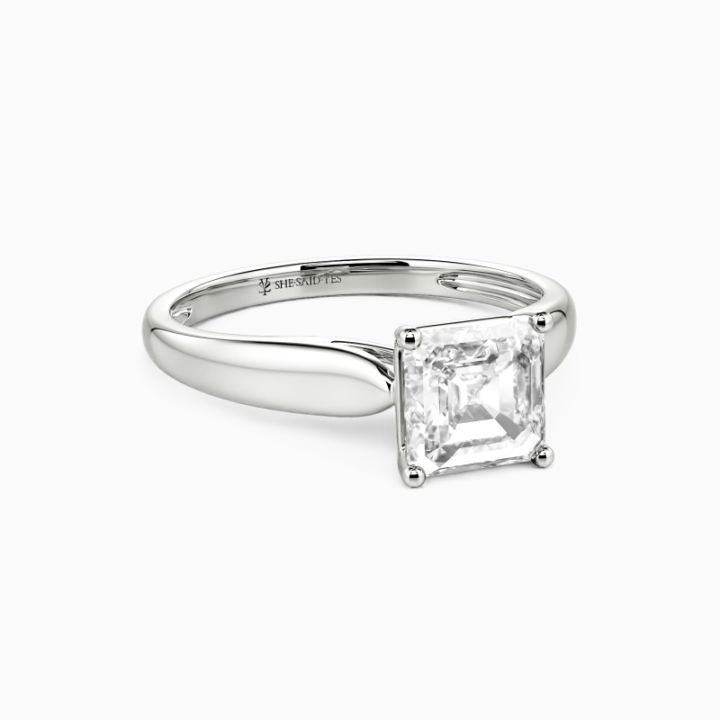 "Ich werde dich immer lieben" 2ct Asscher-Schliff Solitär Verlobungsring