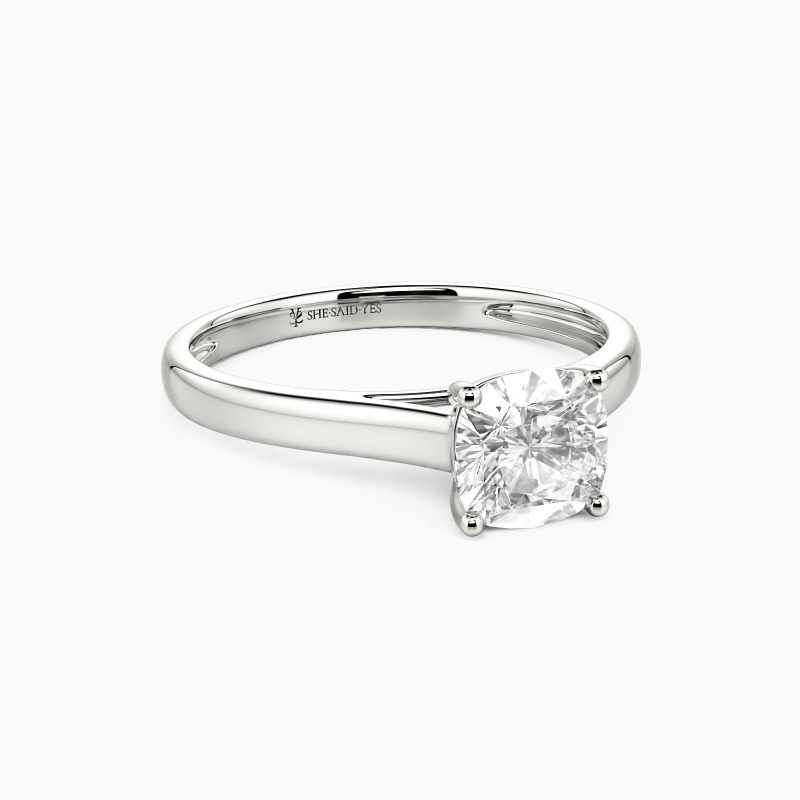 "Love Story" 0.5ct Cushion Cut Solitaire Engagement Ring