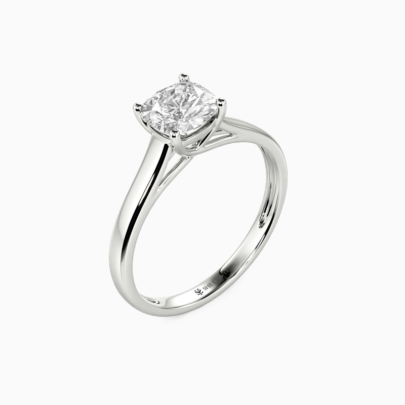 "Love Story" 0.8ct Cushion Cut Solitaire Engagement Ring