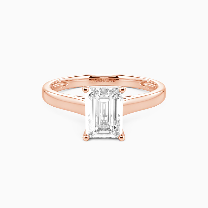 "Liebesgeschichte" 0,8ct Smaragdschliff Solitär-Verlobungsring