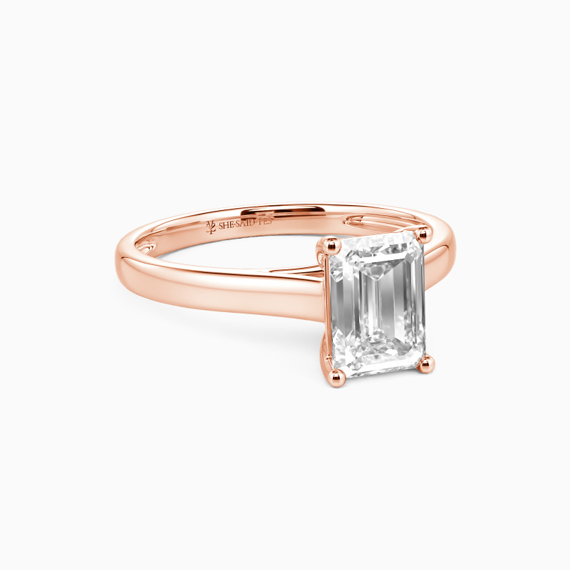 "Liebesgeschichte" 0,8ct Smaragdschliff Solitär-Verlobungsring