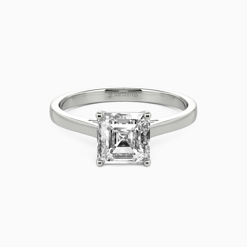 「すべてを捧げます」1ctアッシャーカットソリティア婚約指輪