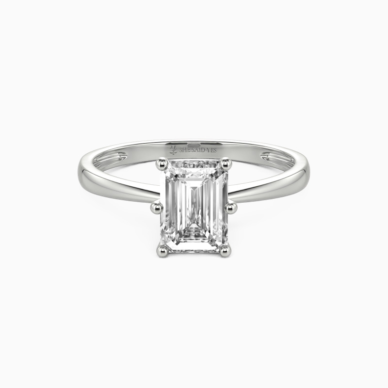 「あなたが私のすべて」1ctエメラルドカットソリティア婚約指輪