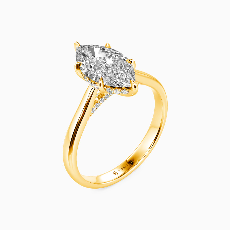 "Edge of Time" Marquise Cut Solitaire Engagement Ring