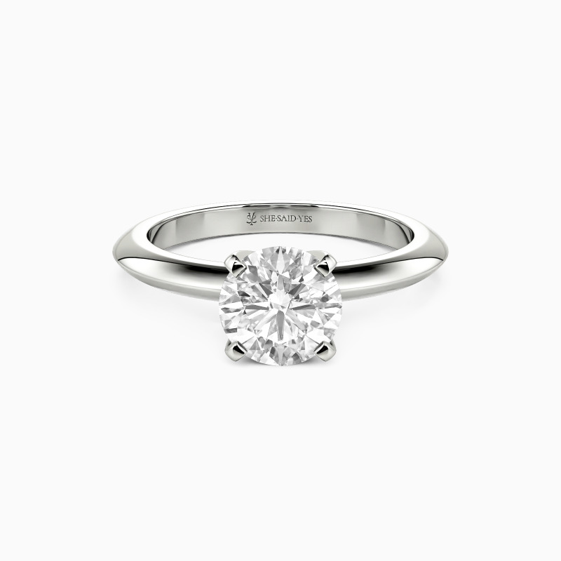 「輝く誓約」ラウンドカット ナイフエッジ ソリテール 婚約指輪 Pt950/K18