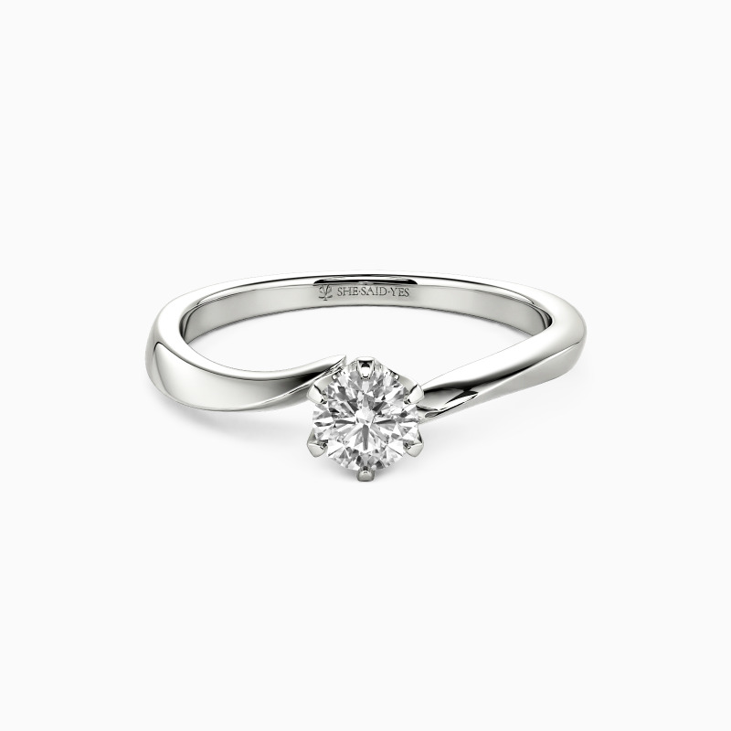 「私たちは永遠に」 0.3ct ラウンドカット S字 6本爪 ソリティア 婚約指輪 