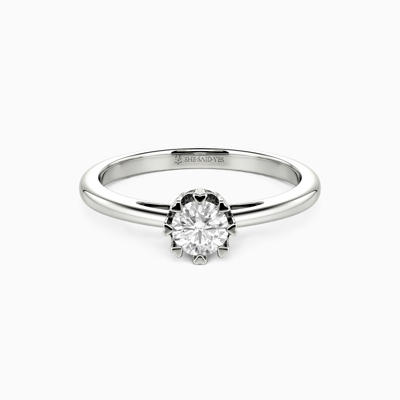 "Je Te Retrouverai Dans Chaque Vie" Bague de Fiançailles Solitaire à Pierre Ronde